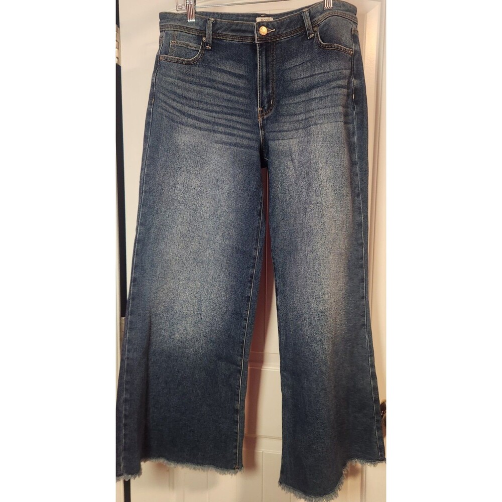 NWT ROXY Wide Leg Denim Jeans Pants Juniors 11 Distressed Hem Whiskered